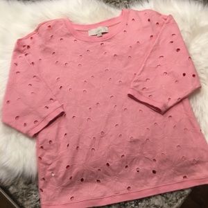 Loft 3/4 Sleeve Floral Embroidered Blouse